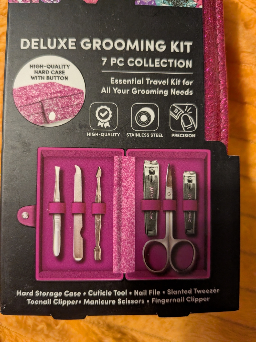 Betsey Johnson Deluxe 7 Piece Nail Kit In A Cute Glittery Purple Case - Picture 2 of 5